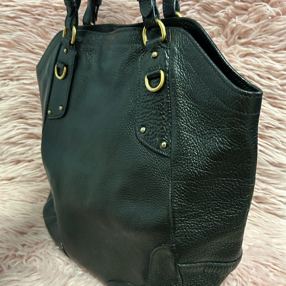 Prada Black Leather Tote with Gold Accents - Picture 3 of 16
